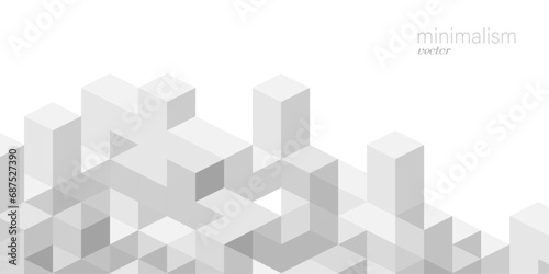 White background made of cubes and squares.Geometric lines.Abstract tech.Vector illustration.