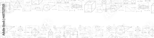 White background from formulas.School formulas in mathematics and physics. Scientific research. Vector , illustration.