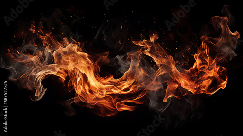 Fiery Passion on White: Dynamic Abstract Flames Burning with Energy - Powerful Heatwave Illustration for Vibrant Backgrounds and Expressive Designs. © Sunanta