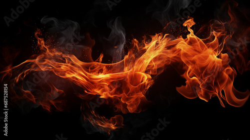 Fiery Passion on White: Dynamic Abstract Flames Burning with Energy - Powerful Heatwave Illustration for Vibrant Backgrounds and Expressive Designs.