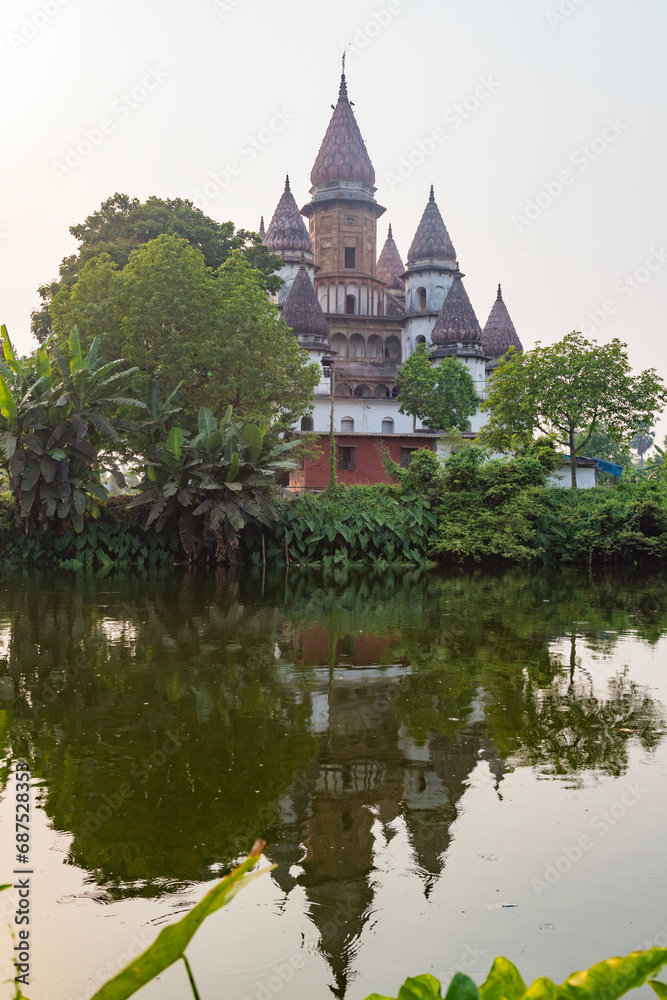  Hangseshwari Temple Complex in Hooghly district, famous for its 13 lotus shaped ratnas or towers and terracotta art work in the adjacent Ananta Basudeba Temple