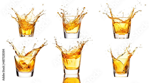 Collection of PNG. A glass shot of tequila making toast with splash isolated on a transparent background. photo
