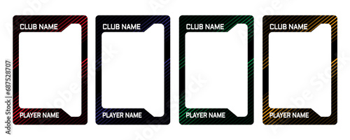 sports and gaming card templates with a combination of solid and black colors 