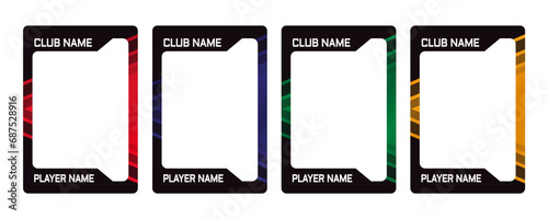 sports and gaming card templates with a combination of solid and black colors 