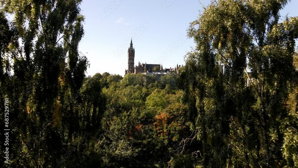 Glasgow University Tower Zoom-In Aerial Glasgow University Tower Zoom-In Aerial