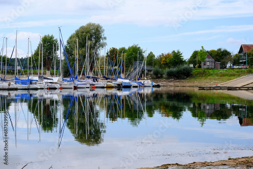 Beautiful landscape in an evening mood by the water in the sunshine.