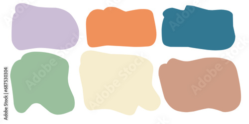 set of colored sticker labels with vintage color for callout bg and image masking shape