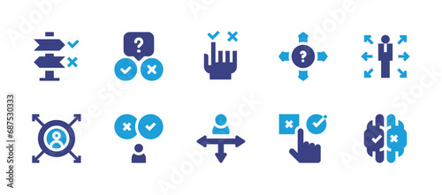 Decision making icon set. Duotone color. Vector illustration. Containing decision making, direction, decision, choice, network.