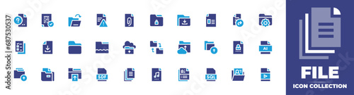 File icon collection. Duotone color. Vector and transparent illustration. Containing open, download, folder, document, medical record, upload, file, file upload, ai file format, file download, file.