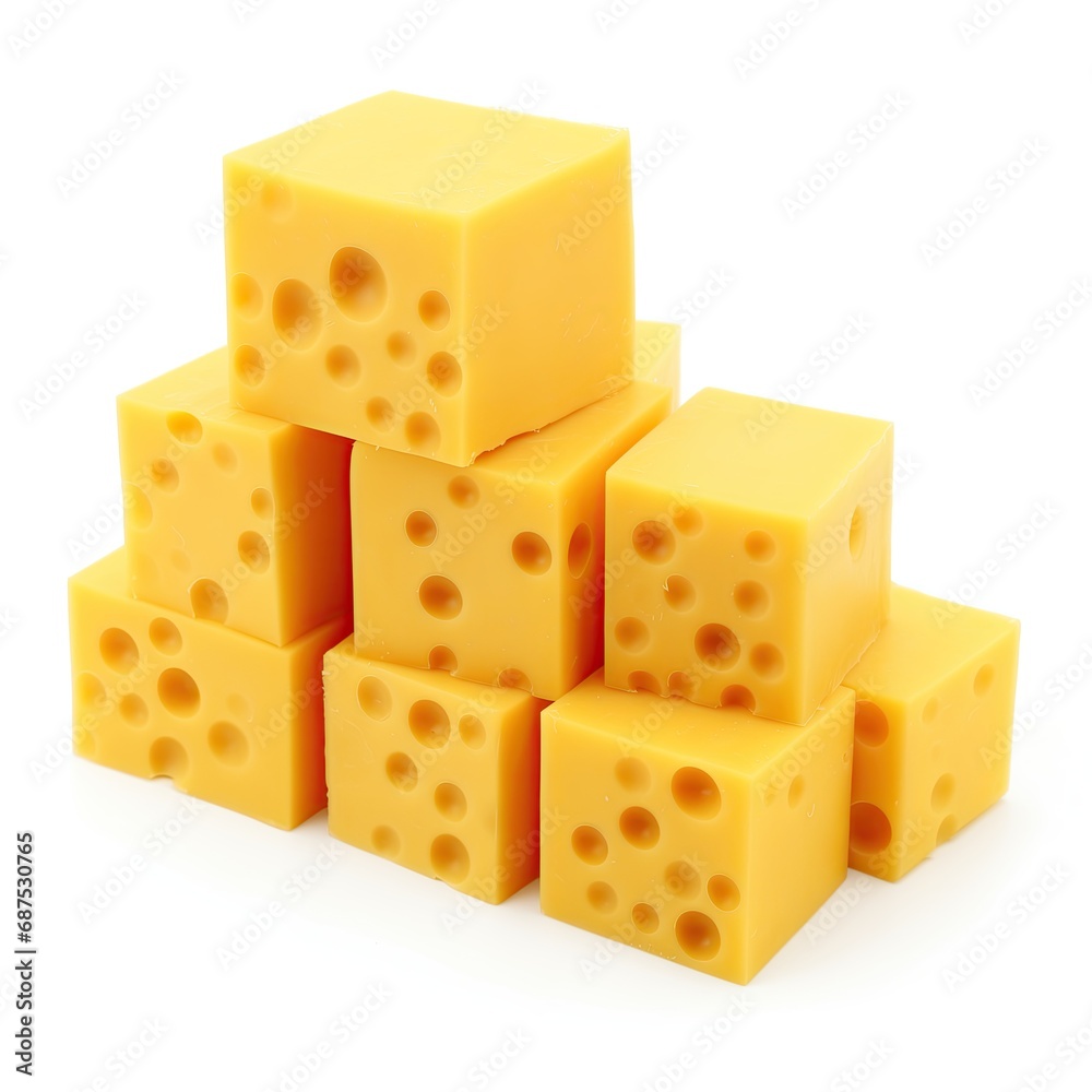 Cheese isolated. An illustration of stacked slices of cheese made