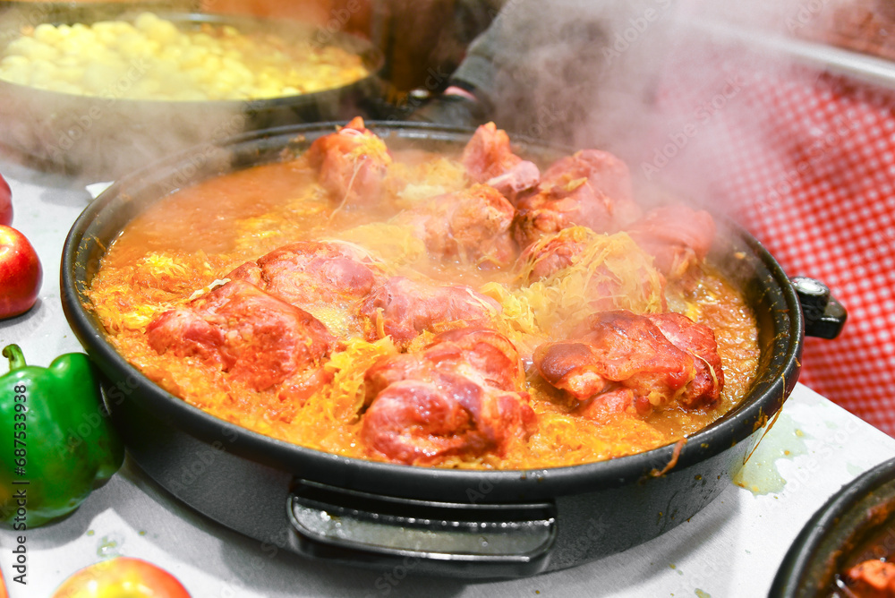 Europian christmas market takeaway traditional hot food meat. Europian christmas market takeaway traditional hot food meat.
