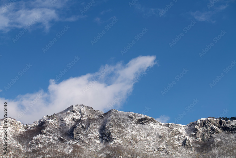 snow covered mountains okno near Ajdovscina