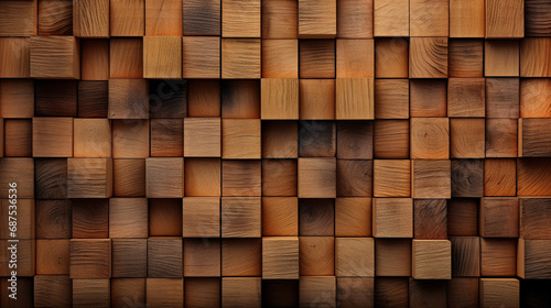 Wooden blocks made of natural wood. Bog oak texture. Wooden squares, tile wallpaper. 3D rendering. © A LOT ABOUT EVERYTHI