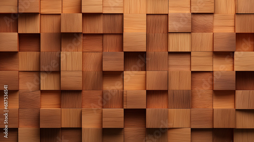 Wooden blocks made of natural wood. Bog oak texture. Wooden squares  tile wallpaper. 3D rendering.