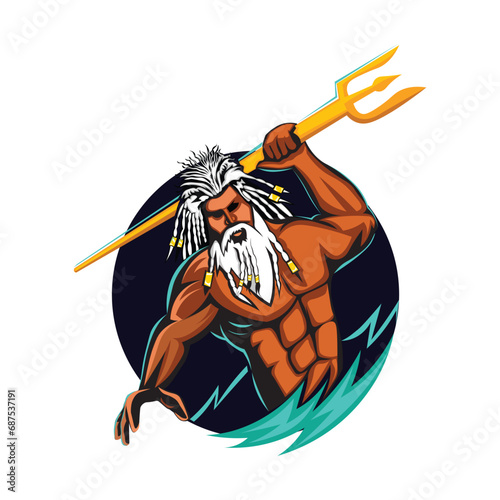 The "Poseidon God vector" encapsulates the majestic and formidable presence of Poseidon, the ancient Greek god of the sea, earthquakes, and horses. This vector art magnificently captures the essence.