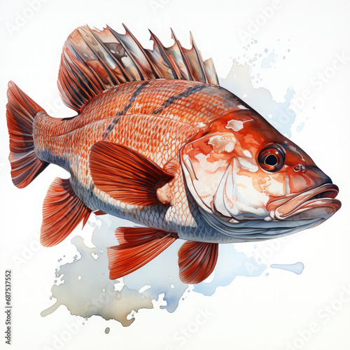 Waterco Quillback Rockfish Clipart illustration Generative Ai photo