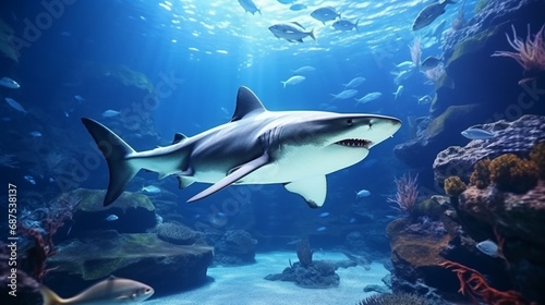 Underwater Majesty: Shark in Aquarium Habitat