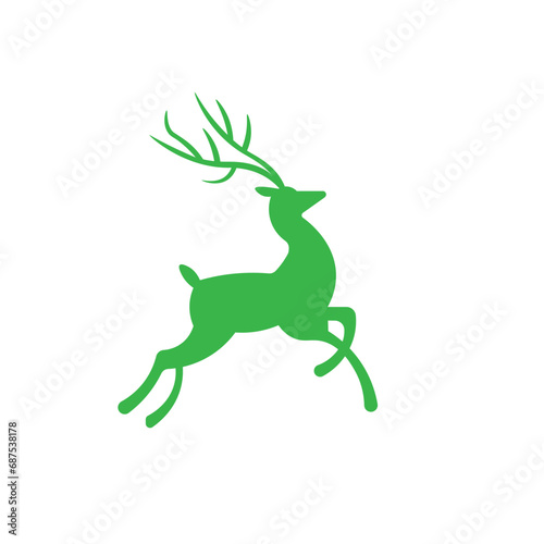 Vector illustration of a deer in green color on a white background