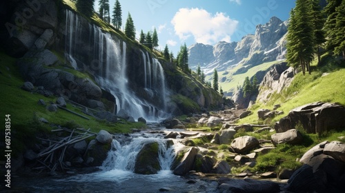 waterfall in the mountains