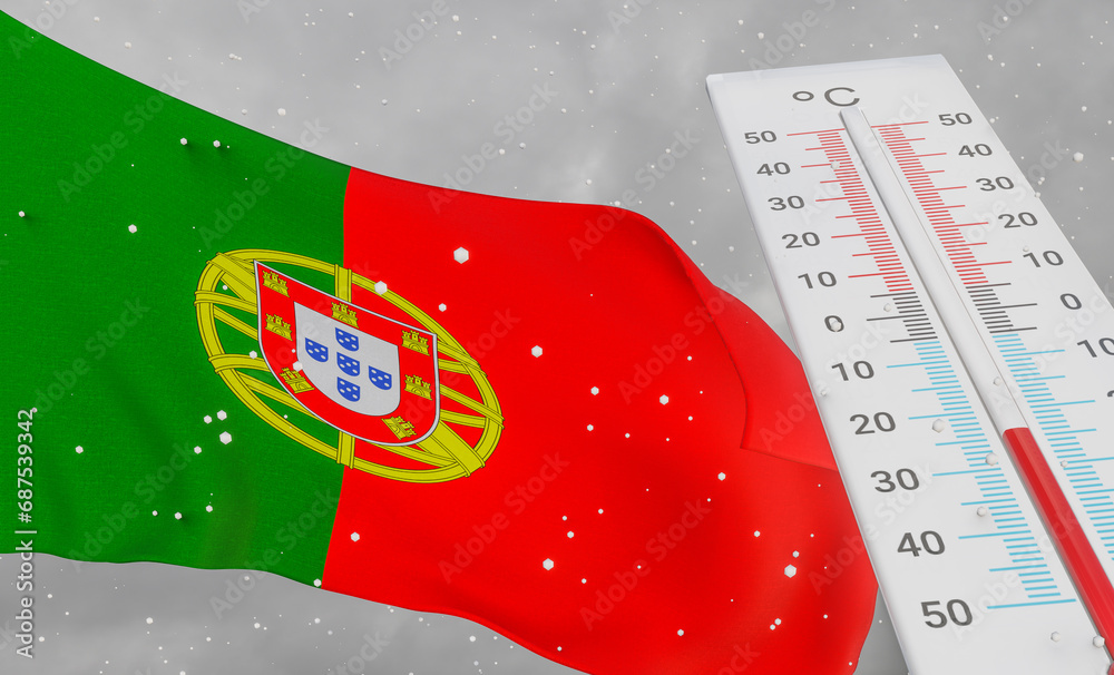 Ilustrace „Winter in Portugal with severe cold, negative temperature