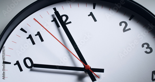 Closeup shot of a wall clock with clock hands showing 10 o'clock photo