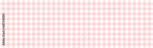 手描きのピンク色と白のギンガムチェック柄のパターン - シンプルでかわいい背景素材 - ワイド