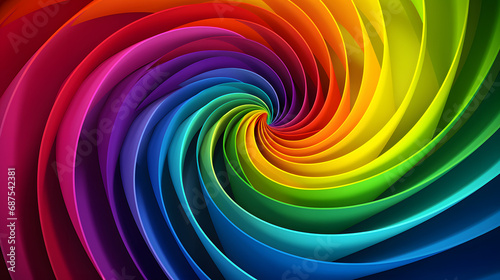 Spiraling 3D vortex pattern in rainbow colors