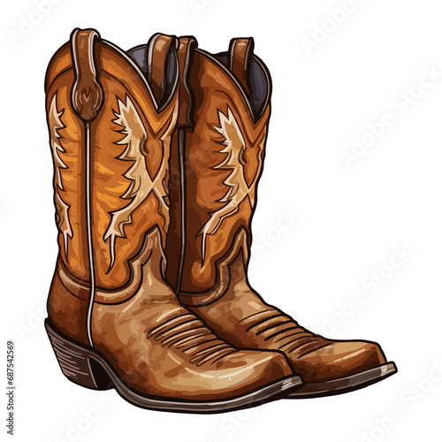 Pair of Brown Western Cowboy Boots photo