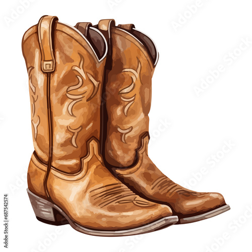 Pair of Brown Western Cowboy Boots