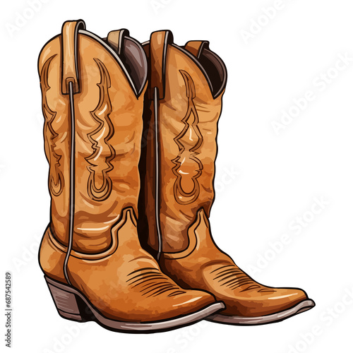 Pair of Brown Western Cowboy Boots