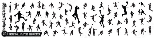 Male, female, and children's basketball players silhouettes photo
