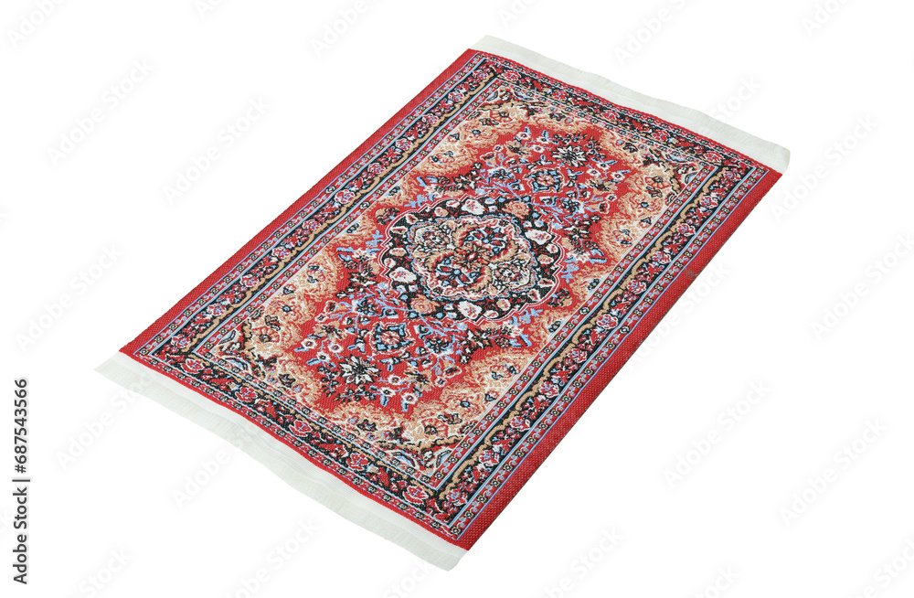Colorful carpet isolated on white background in turkish style.