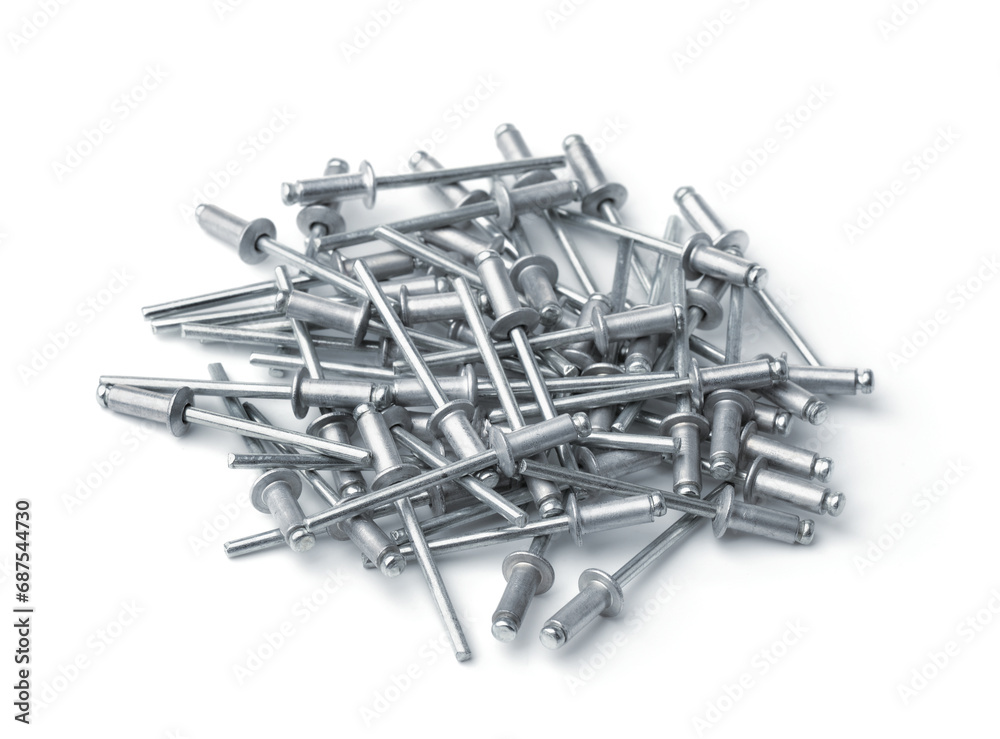 Heap of blind metal rivets Heap of blind metal rivets