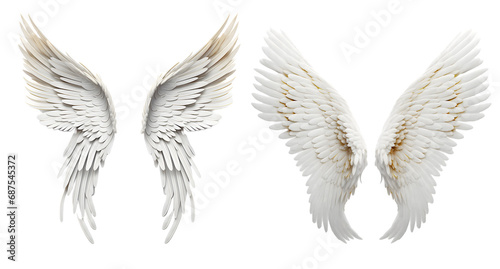 Angel wings white transparent background on white background, Generative Ai photo