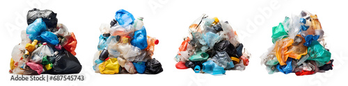 Plastic waste on white background, transparent PNG background, Generative Ai