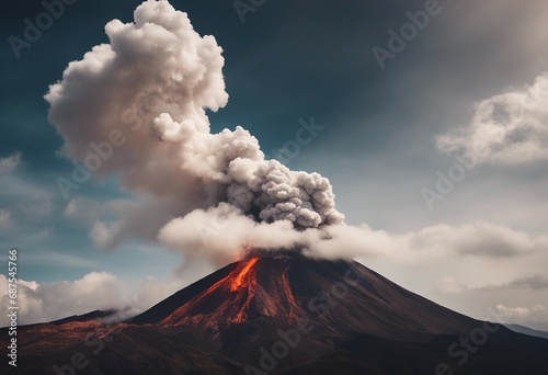 Volcano eruption in the clouds