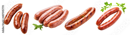 Sausage on white background, transparent PNG background, Generative Ai