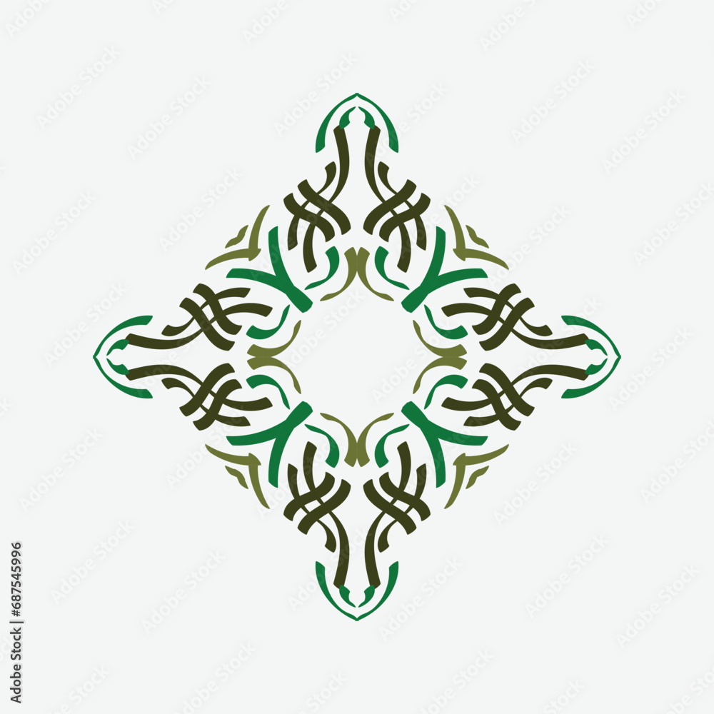 Baroque Design Elements and Ornaments with green color