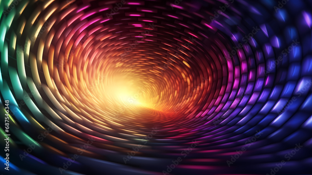 colorful tunnel with a light inside, abstract art background colorful tunnel with a light inside, abstract art background