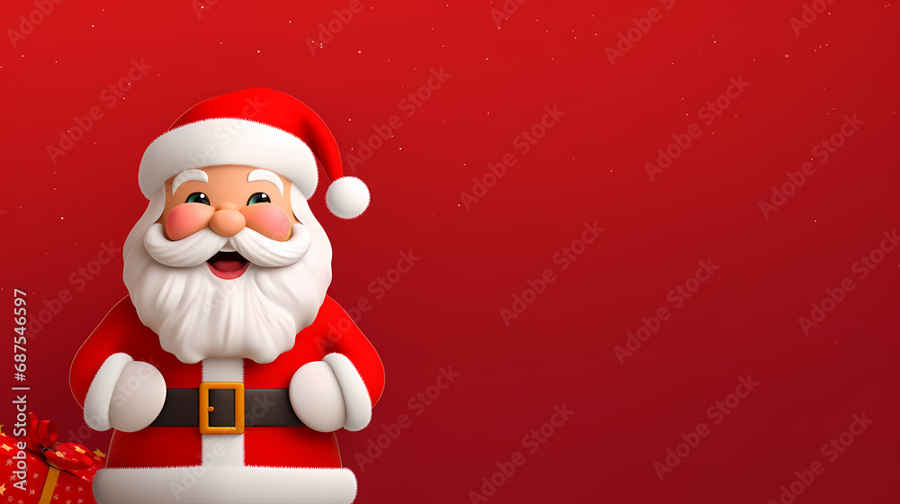 Christmas postcard banner of Santa Claus on red background Christmas postcard banner of Santa Claus on red background
