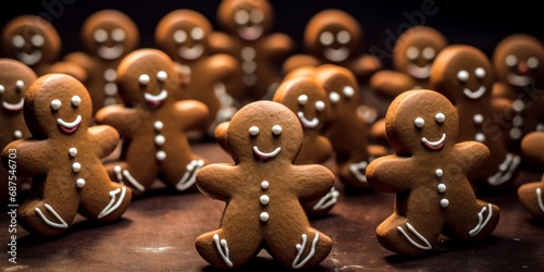 Array of gingerbread men cookies.