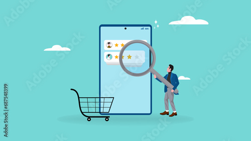 five star rating problem illustration with the concept of a businessman who only gets a 4 star rating suitable for describe the importance of evaluation in work, fix mistake and never give up