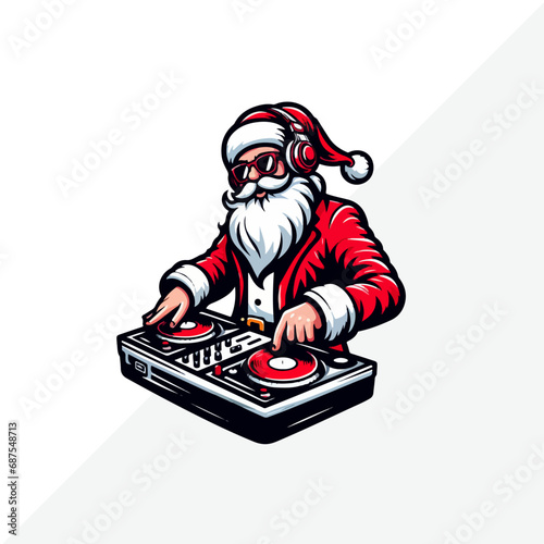 dj santa claus at christmas party vector illustration. Ai Generated	
