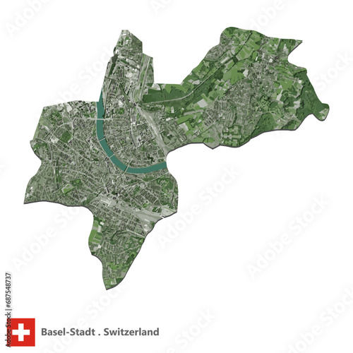 Basel-Stadt, Canton of Switzerland Topographic Map (EPS)
