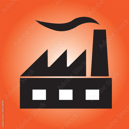 power station with chimney and plant