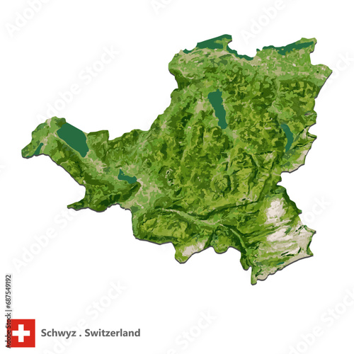 Schwyz, Canton of Switzerland Topographic Map (EPS)