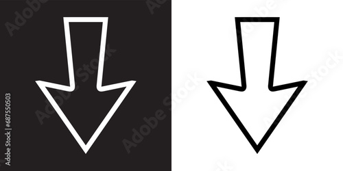 Down arrow icon vector. Scroll down icon sign symbol in trendy flat style. Move down vector icon illustration isolated on black and white background