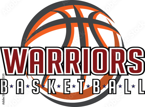 Warriors Basketball Graphic is a sports design template that includes graphic text, stars and a graphic basketball. This design is great for advertising and promotion such as t-shirts for teams.