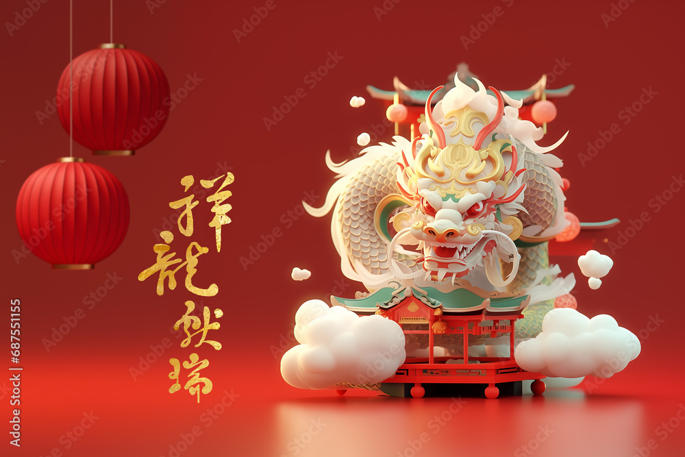 Chinese dragon themed design for festival and new year