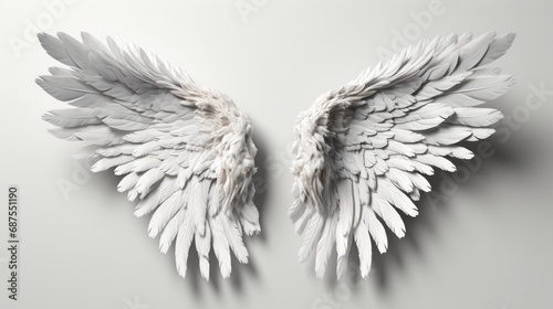 White angel wings isolated on a white background